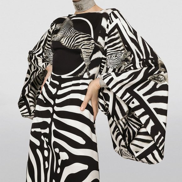 DOLCE & GABBANA Zebra-Print Charmeuse Midi Dress - Picture 3 of 12